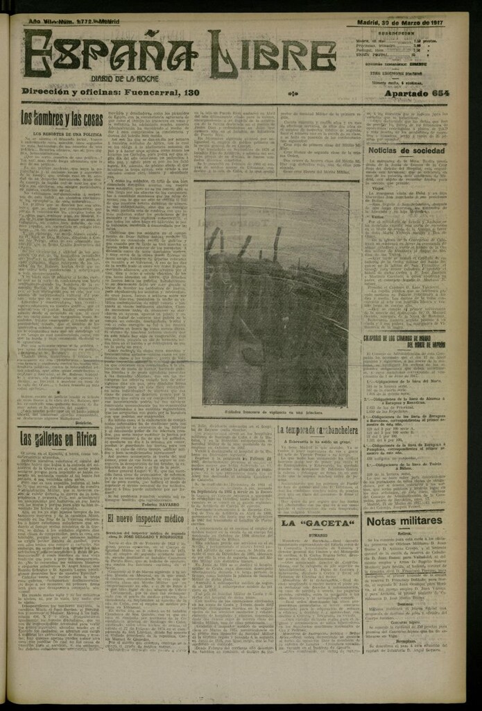 Miniatura de España Libre : Diario de la noche del 30 de marzo de 1917, nº 1772