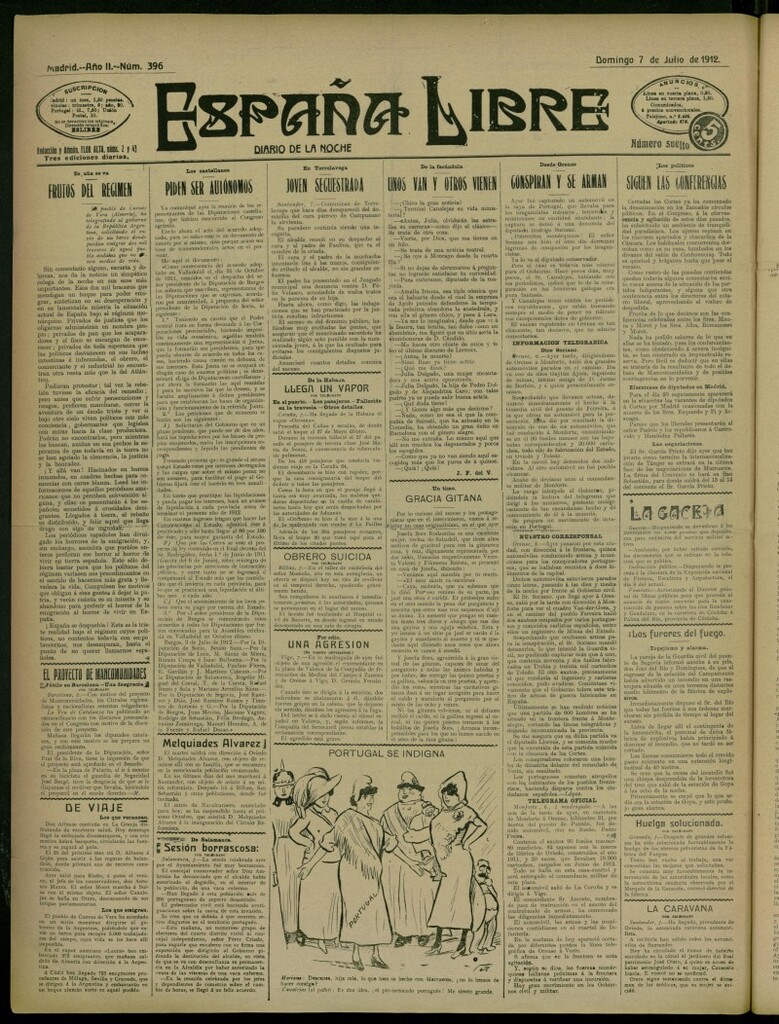 Miniatura de España Libre : Diario de la noche del 7 de julio de 1912, nº 396