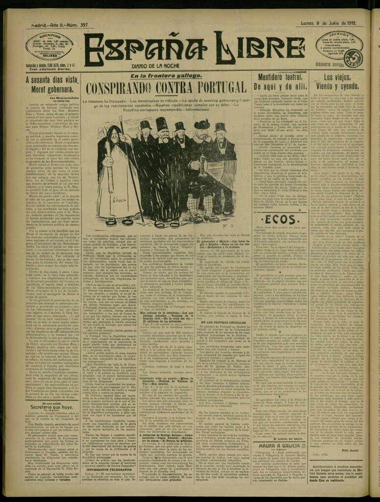 Miniatura de España Libre : Diario de la noche del 8 de julio de 1912, nº 397