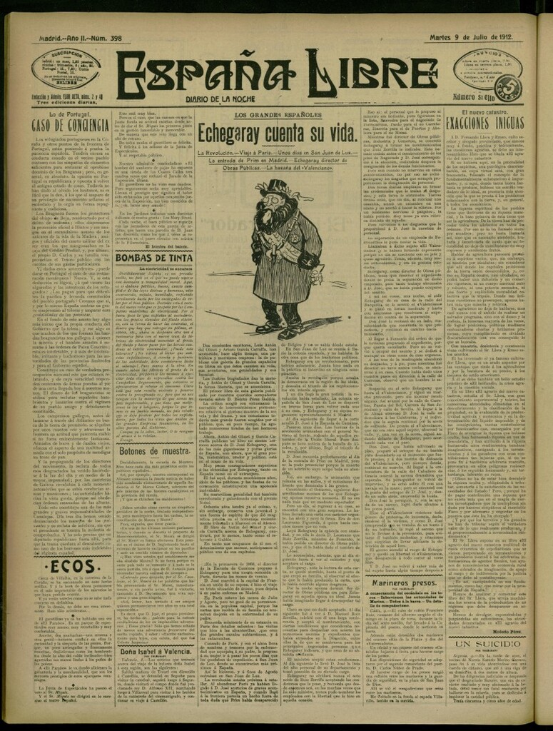 Miniatura de España Libre : Diario de la noche del 9 de julio de 1912, nº 398