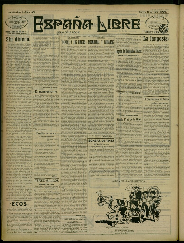 Miniatura de España Libre : Diario de la noche del 11 de julio de 1912, nº 400