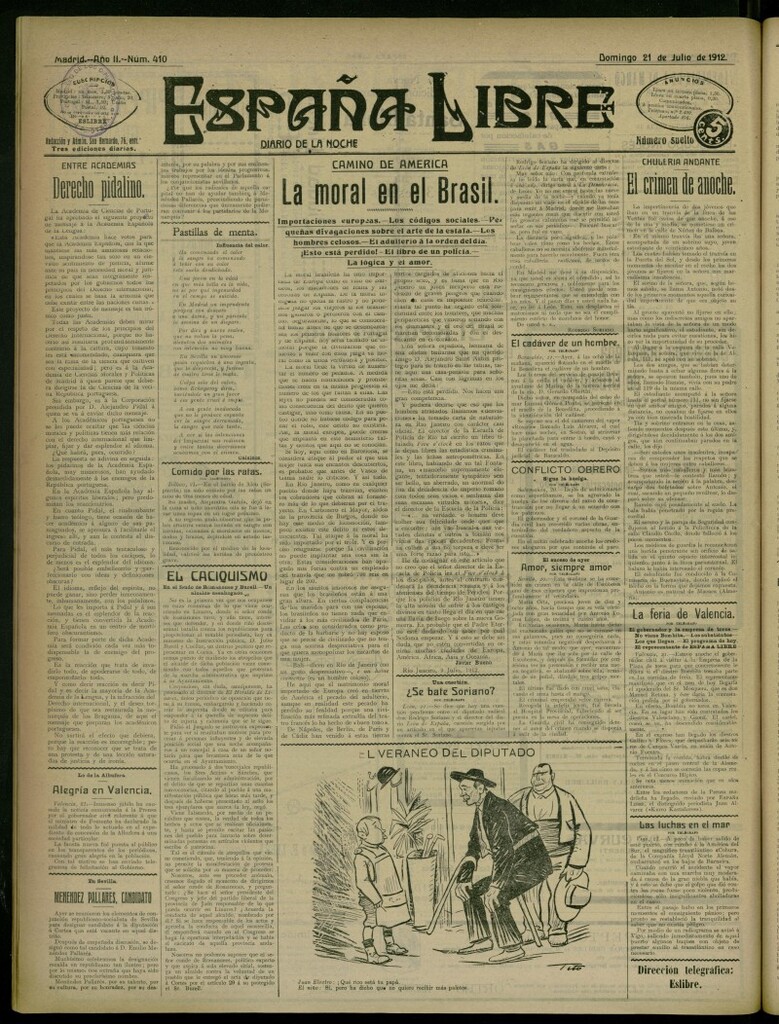 Miniatura de España Libre : Diario de la noche del 21 de julio de 1912, nº 410