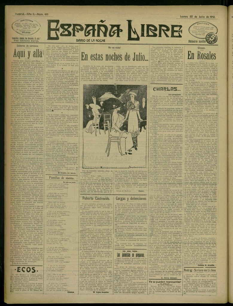 Miniatura de España Libre : Diario de la noche del 22 de julio de 1912, nº 411