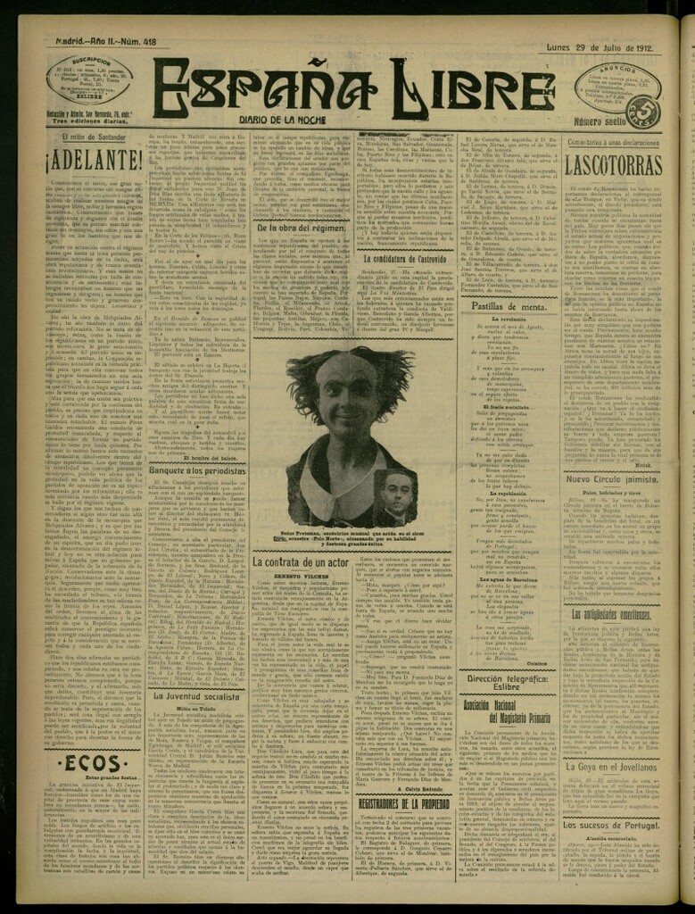 Miniatura de España Libre : Diario de la noche del 29 de julio de 1912, nº 418