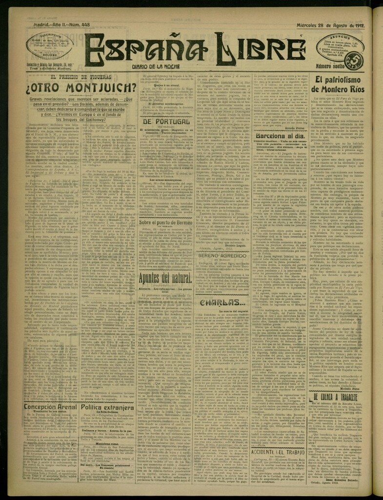 Miniatura de España Libre : Diario de la noche del 28 de agosto de 1912, nº 448