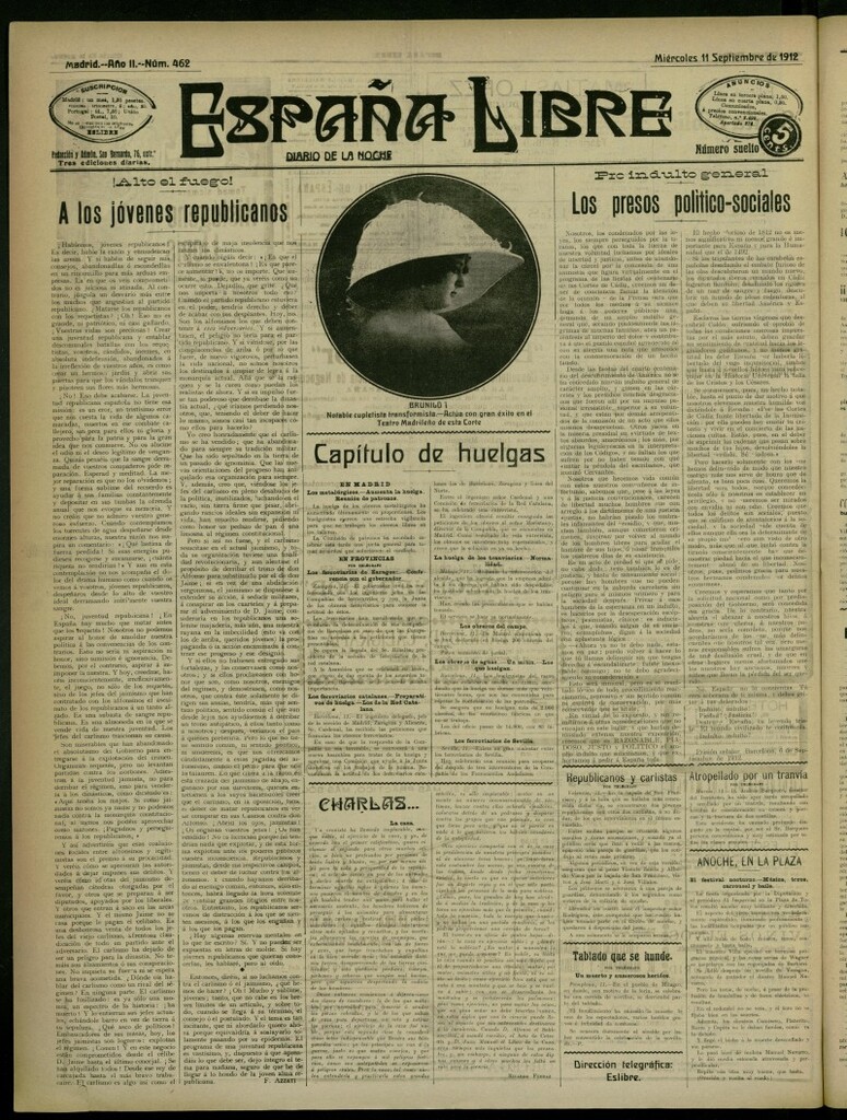 Miniatura de España Libre : Diario de la noche del 11 de septiembre de 1912, nº 462