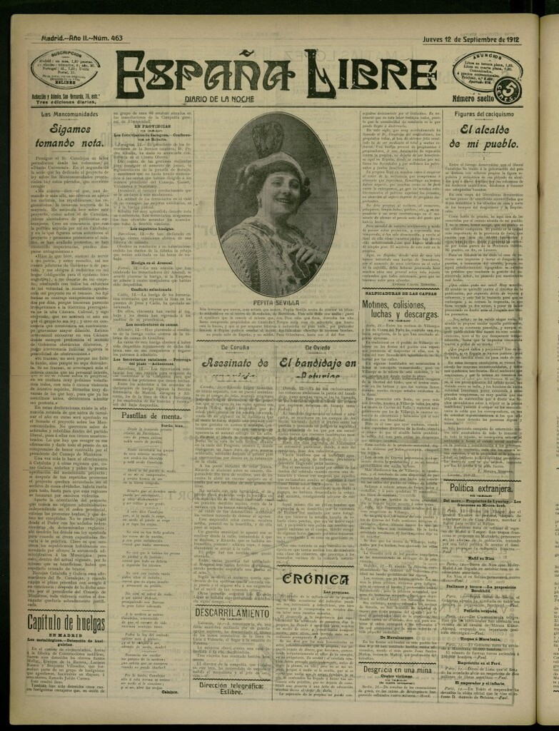 Miniatura de España Libre : Diario de la noche del 12 de septiembre de 1912, nº 463