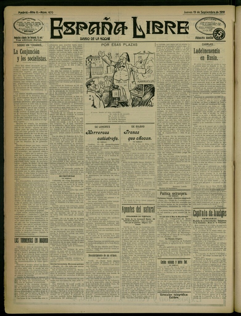 Miniatura de España Libre : Diario de la noche del 19 de septiembre de 1912, nº 470
