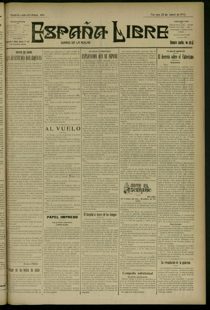 Miniatura de España Libre : Diario de la noche del 25 de abril de 1913, nº 603