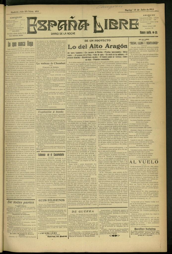 Miniatura de España Libre : Diario de la noche del 15 de julio de 1913, nº 683