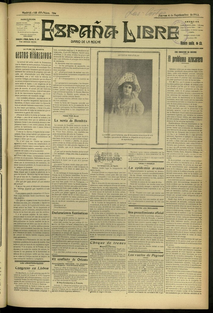 Miniatura de España Libre : Diario de la noche del 4 de septiembre de 1913, nº 734