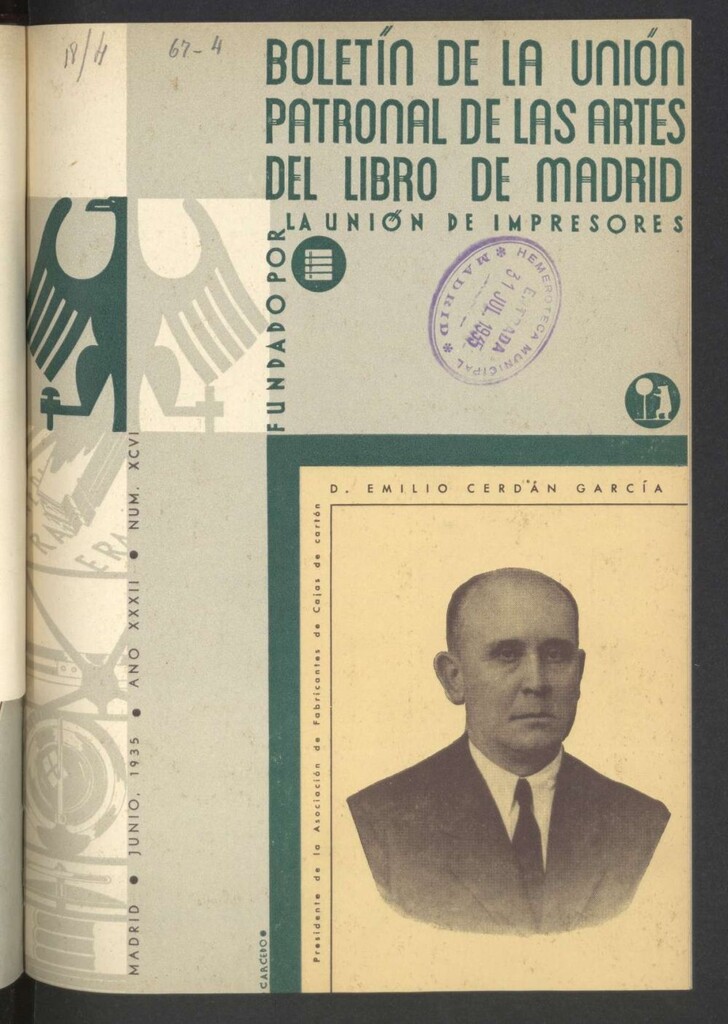 Miniatura de Boletín de la unión patronal de las artes del libro de Madrid de junio de 1935