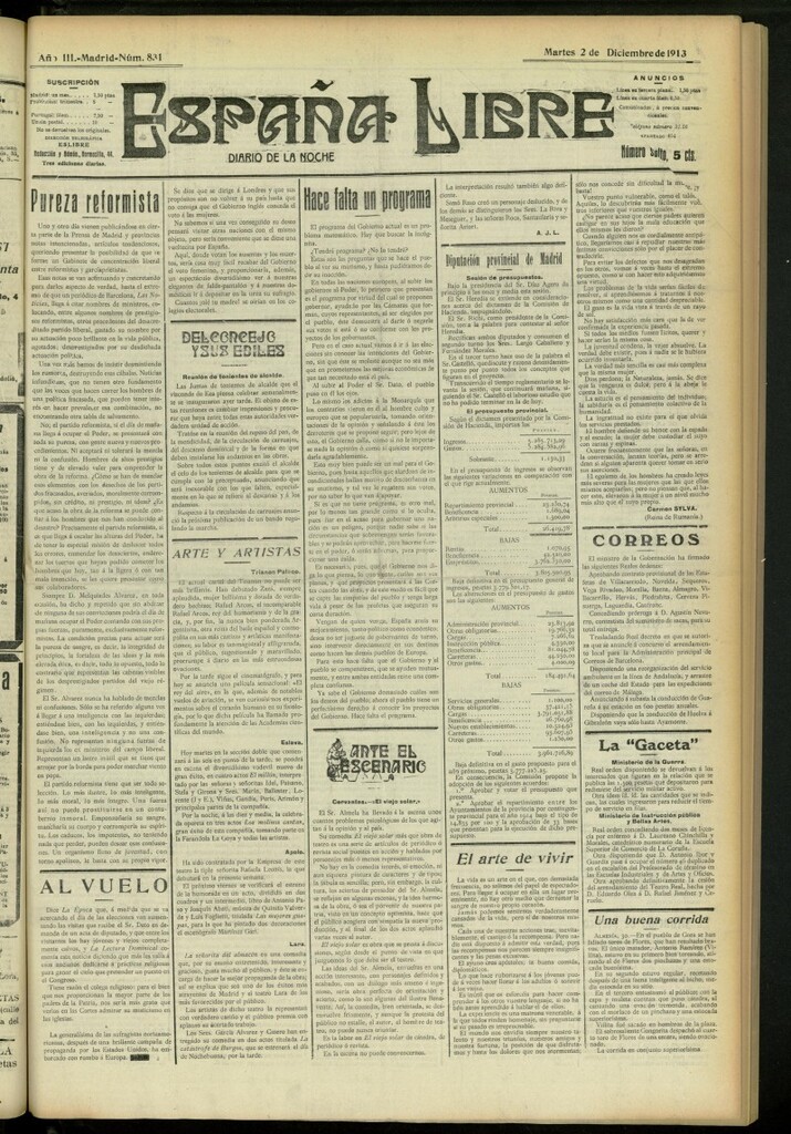 Miniatura de España Libre : Diario de la noche del 2 de diciembre de 1913, nº 831