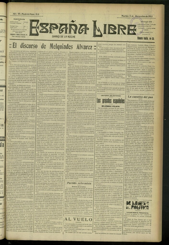 Miniatura de España Libre : Diario de la noche del 9 de diciembre de 1913, nº 838