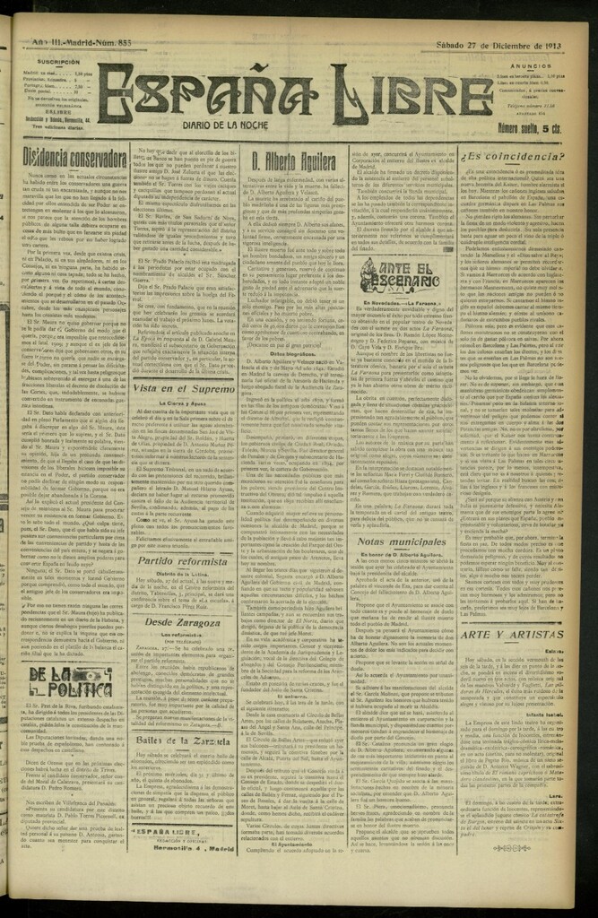 Miniatura de España Libre : Diario de la noche del 27 de diciembre de 1913, nº 855