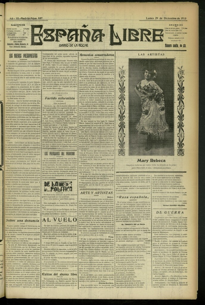 Miniatura de España Libre : Diario de la noche del 29 de diciembre de 1913, nº 857