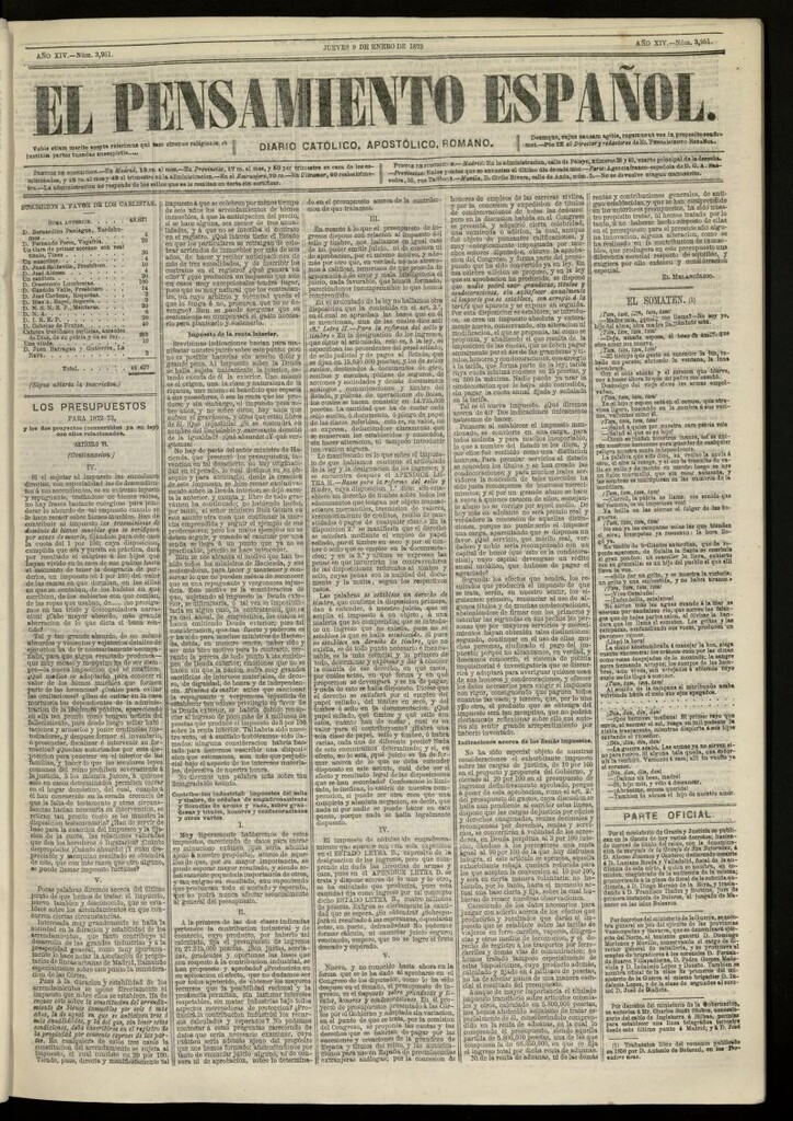Miniatura de El Pensamiento Español del 9 de enero de 1873, nº 3951