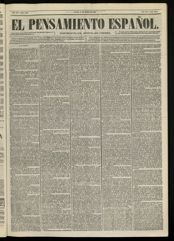 Miniatura de El Pensamiento Español del 13 de enero de 1873, nº 3954