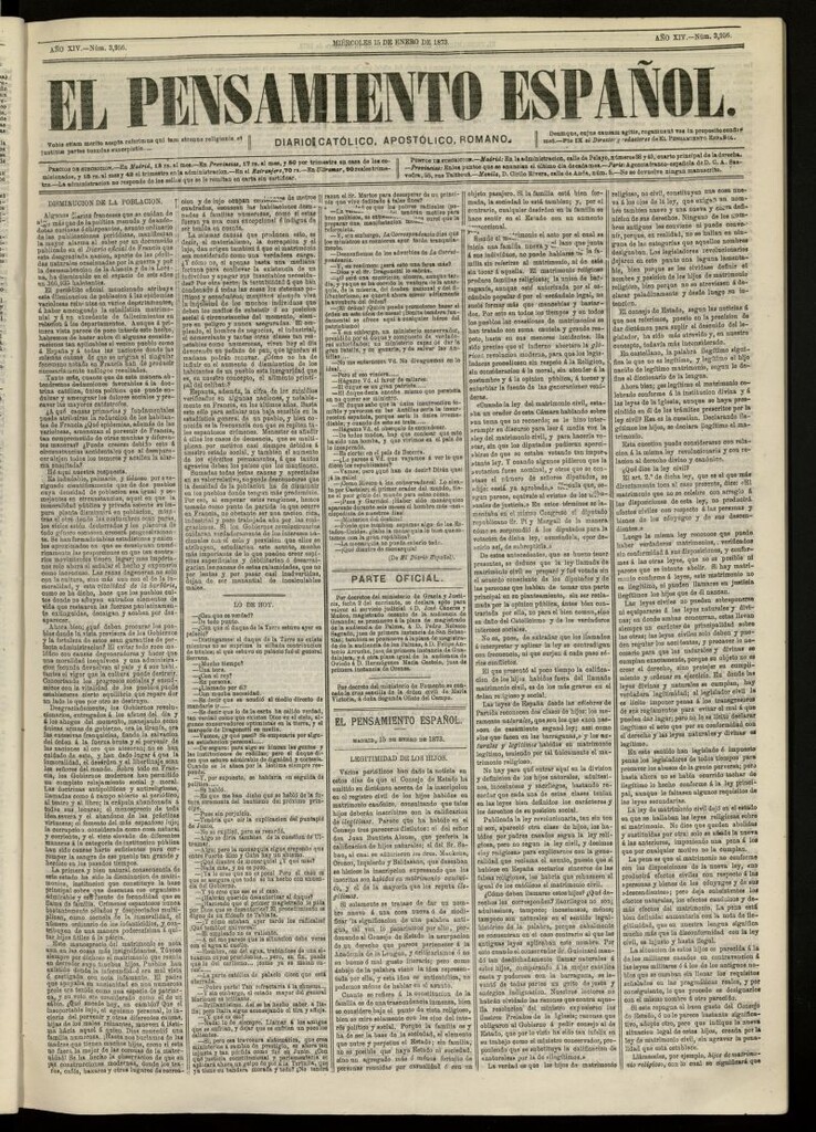 Miniatura de El Pensamiento Español del 15 de enero de 1873, nº 3956