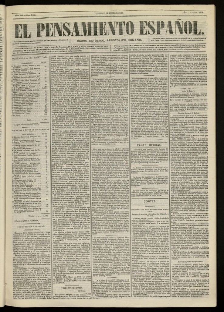 Miniatura de El Pensamiento Español del 17 de enero de 1873, nº 3958