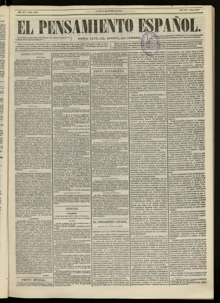 Miniatura de El Pensamiento Español del 20 de enero de 1873, nº 3960