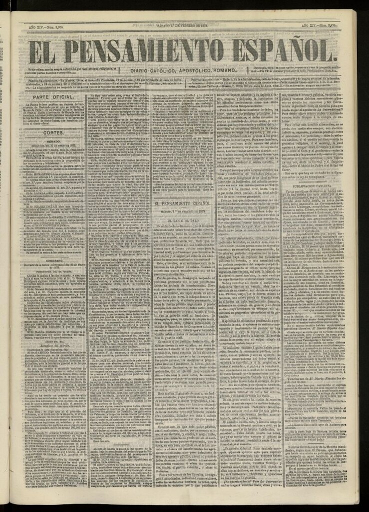 Miniatura de El Pensamiento Español del 1 de febrero de 1873, nº 3970
