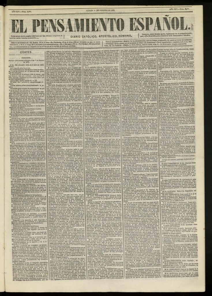 Miniatura de El Pensamiento Español del 8 de febrero de 1873, nº 3976