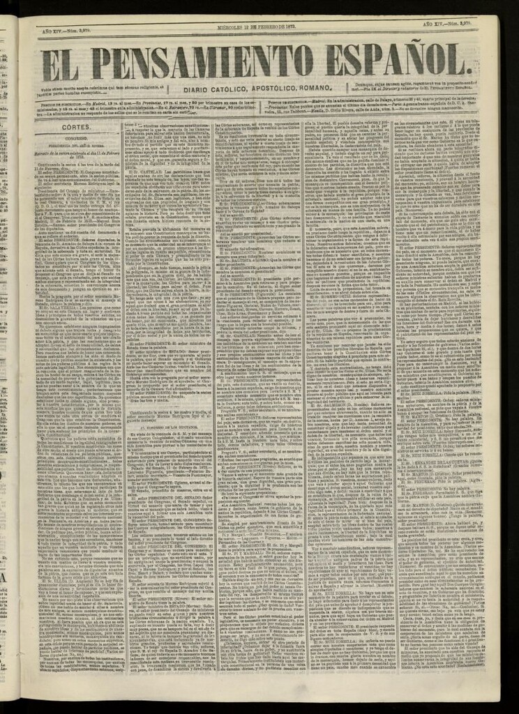 Miniatura de El Pensamiento Español del 12 de febrero de 1873, nº 3979