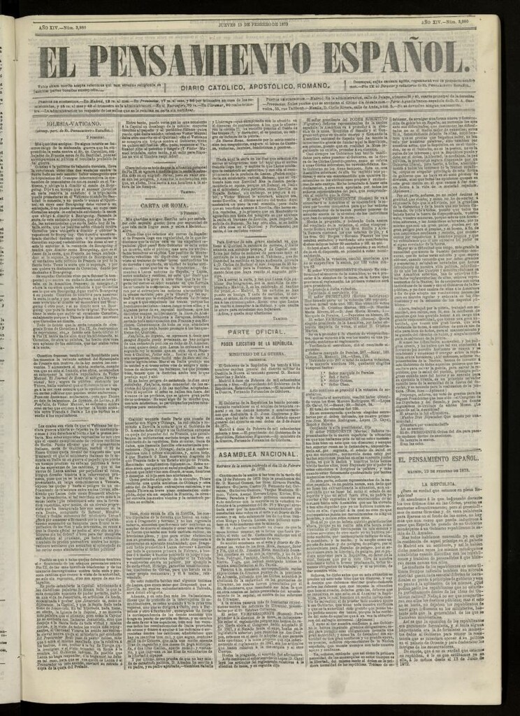 Miniatura de El Pensamiento Español del 13 de febrero de 1873, nº 3980