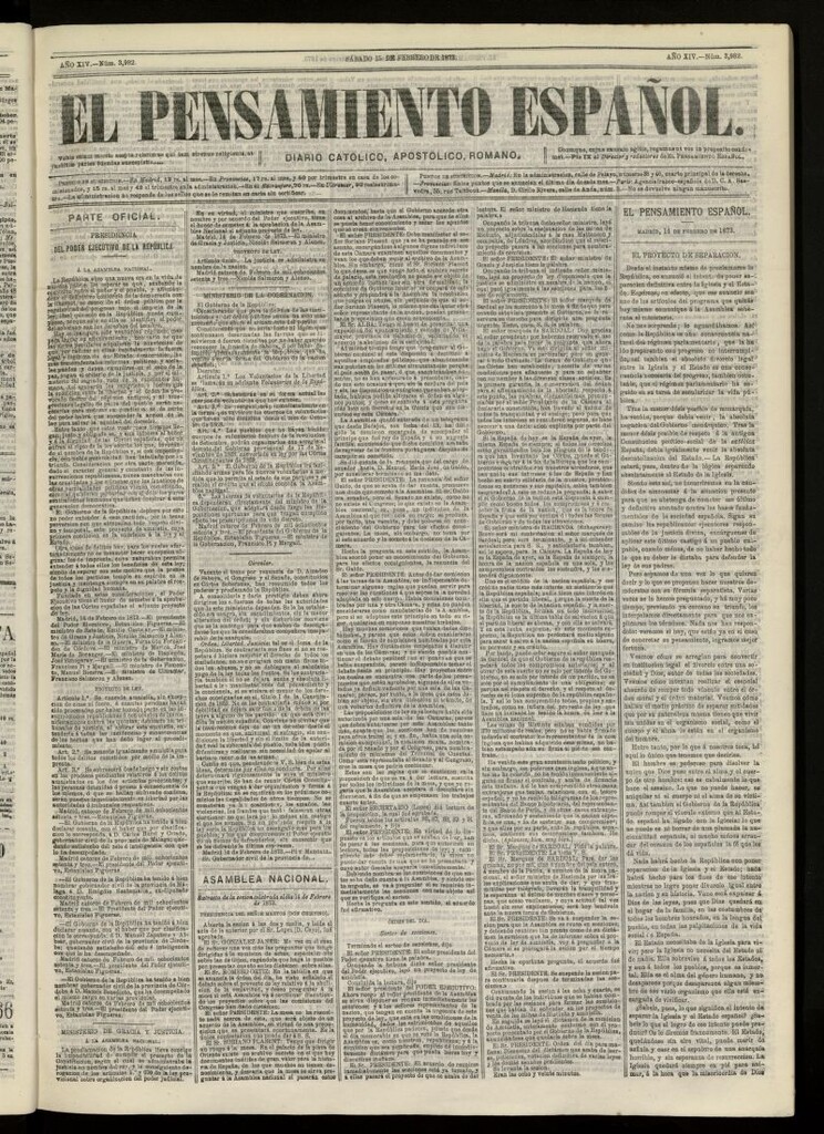 Miniatura de El Pensamiento Español del 15 de febrero de 1873, nº 3982