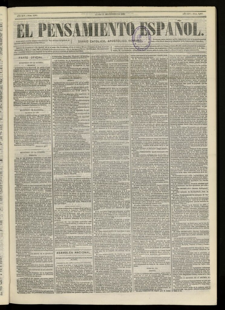 Miniatura de El Pensamiento Español del 17 de febrero de 1873, nº 3983