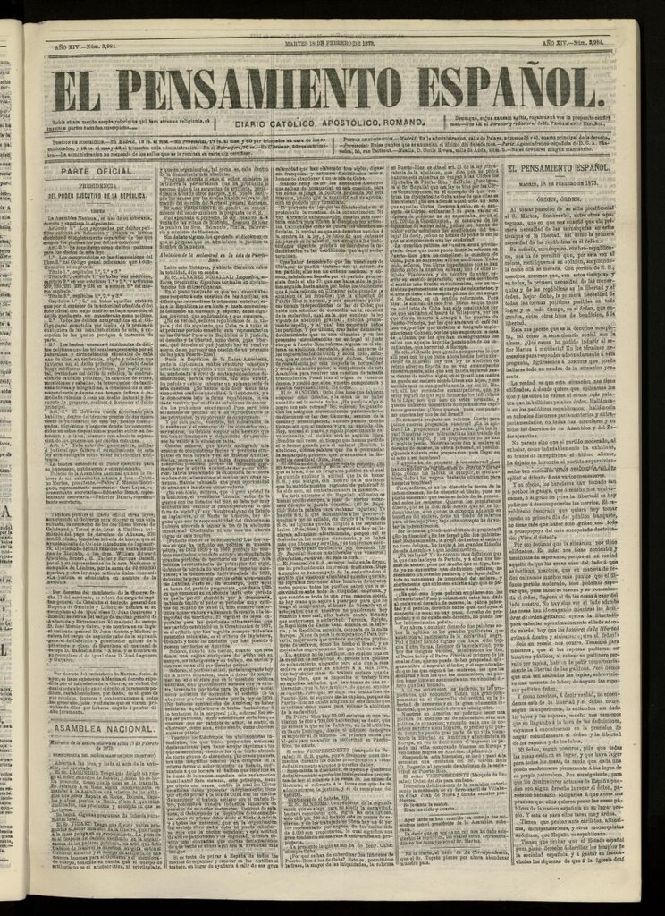 Miniatura de El Pensamiento Español del 18 de febrero de 1873, nº 3984