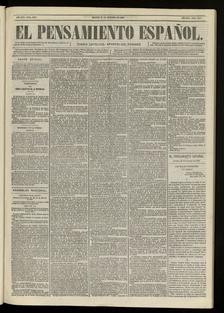 Miniatura de El Pensamiento Español del 25 de febrero de 1873, nº 3990
