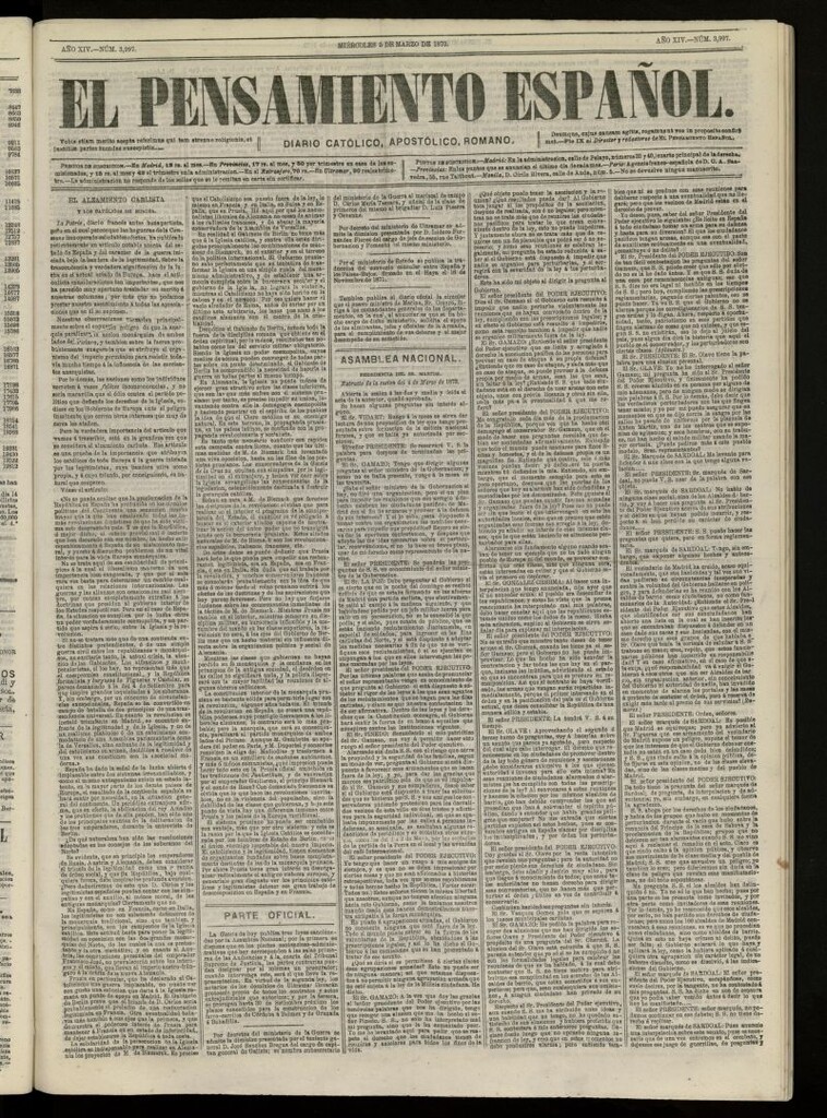 Miniatura de El Pensamiento Español del 5 de marzo de 1873, nº 3997