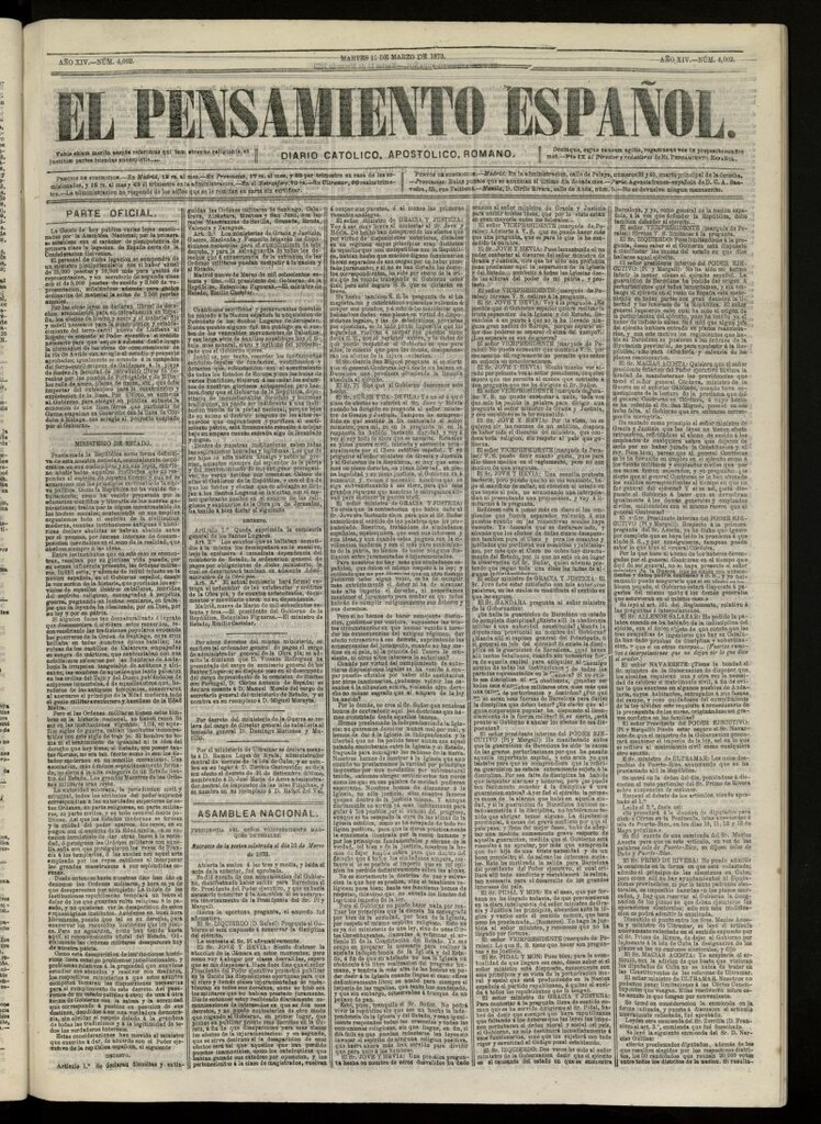 Miniatura de El Pensamiento Español del 11 de marzo de 1873, nº 4002