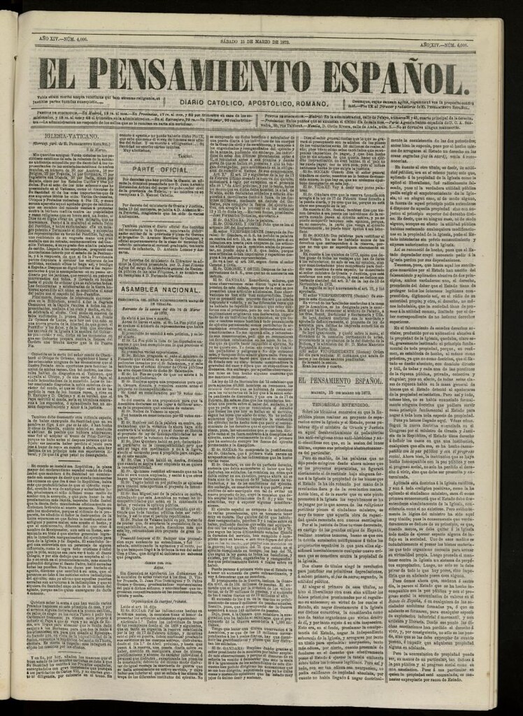 Miniatura de El Pensamiento Español del 15 de marzo de 1873, nº 4006