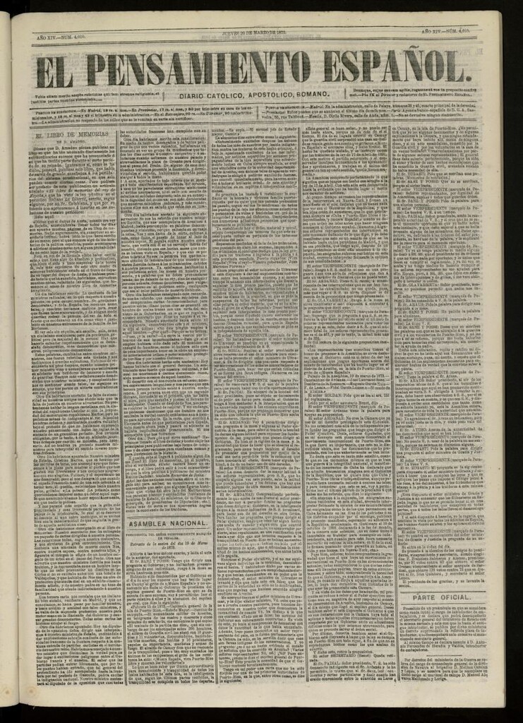 Miniatura de El Pensamiento Español del 20 de marzo de 1873, nº 4010