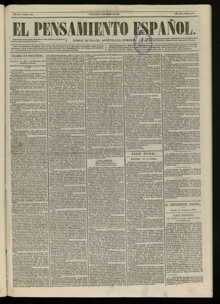 Miniatura de El Pensamiento Español del 19 de marzo de 1873, nº 4009