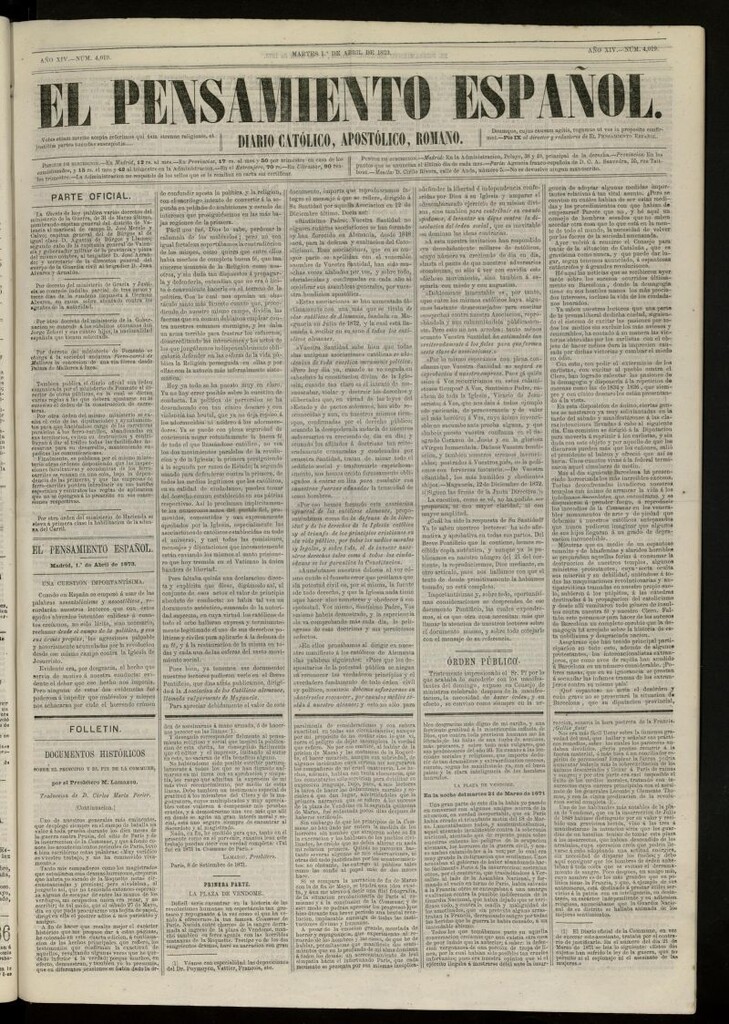 Miniatura de El Pensamiento Español del 1 abril de 1873, nº 4019