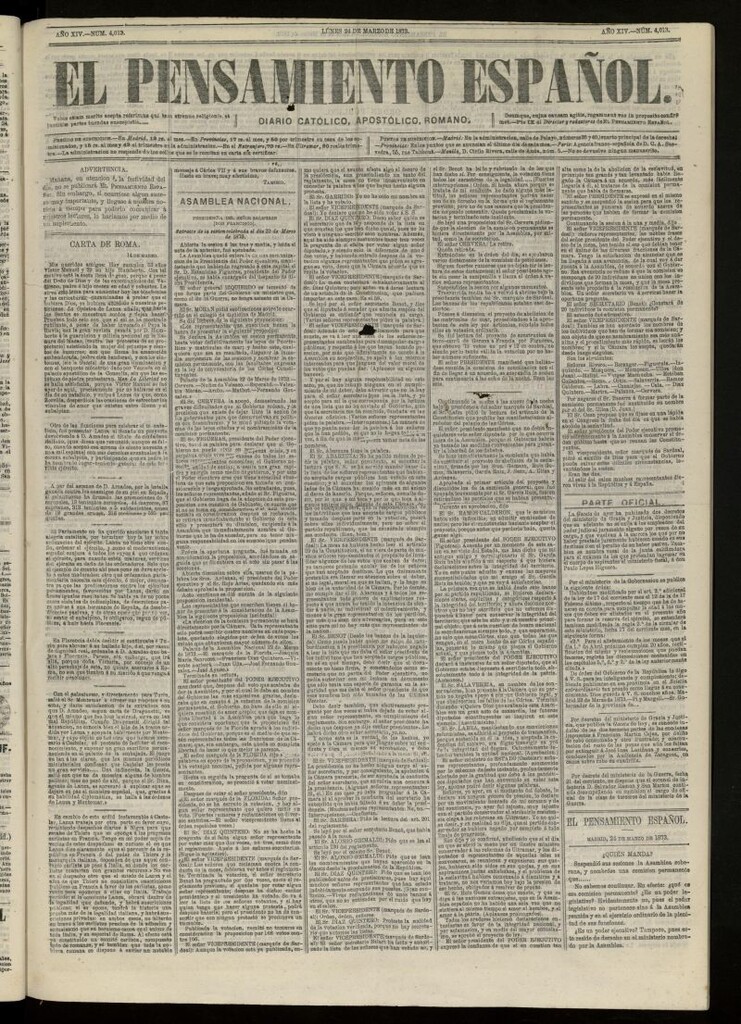 Miniatura de El Pensamiento Español del 24 de marzo de 1873, nº 4013
