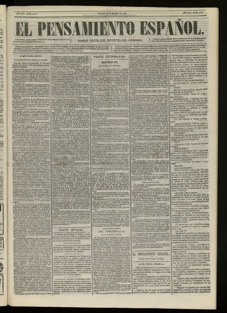 Miniatura de El Pensamiento Español del 28 de marzo de 1873, nº 4016