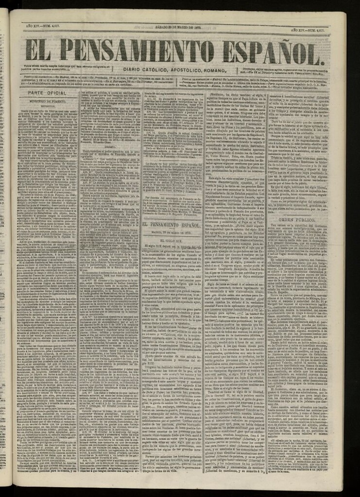 Miniatura de El Pensamiento Español del 29 de marzo de 1873, nº 4017
