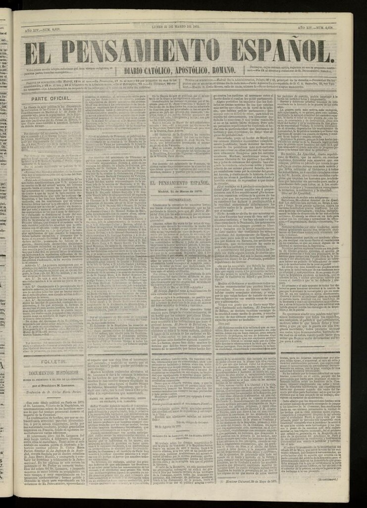 Miniatura de El Pensamiento Español del 31 de marzo de 1873, nº 4018
