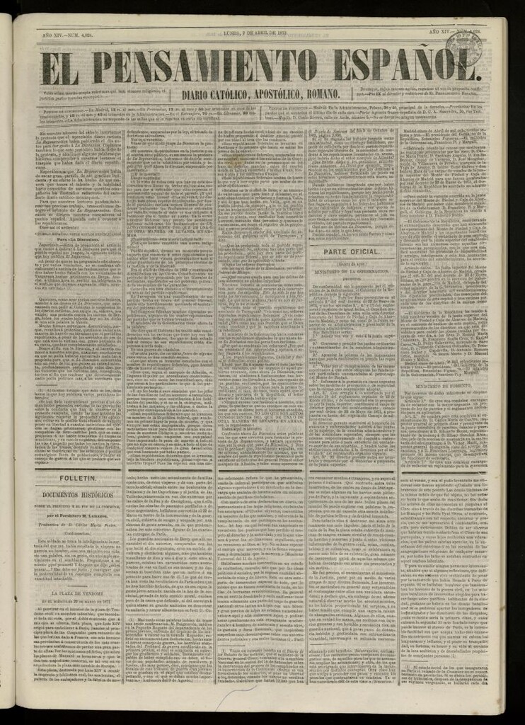 Miniatura de El Pensamiento Español del 7 abril de 1873, nº 4024