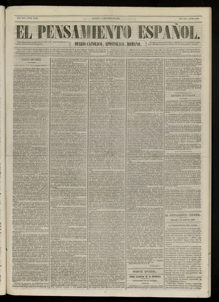 Miniatura de El Pensamiento Español del 5 abril de 1873, nº 4023