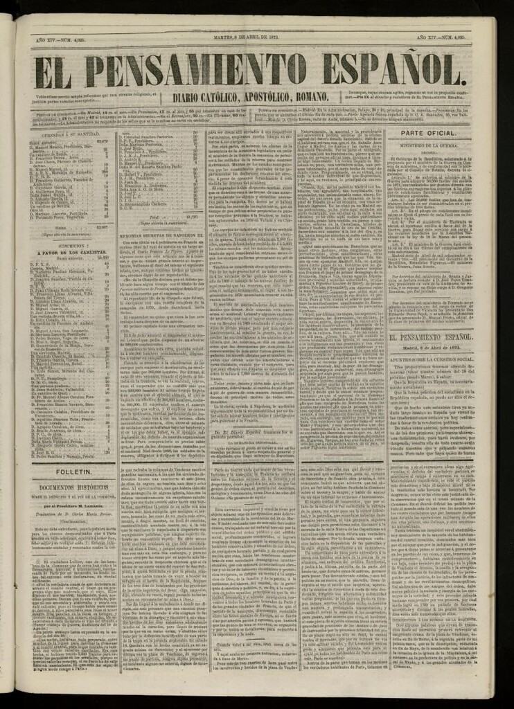 Miniatura de El Pensamiento Español del 8 abril de 1873, nº 4025