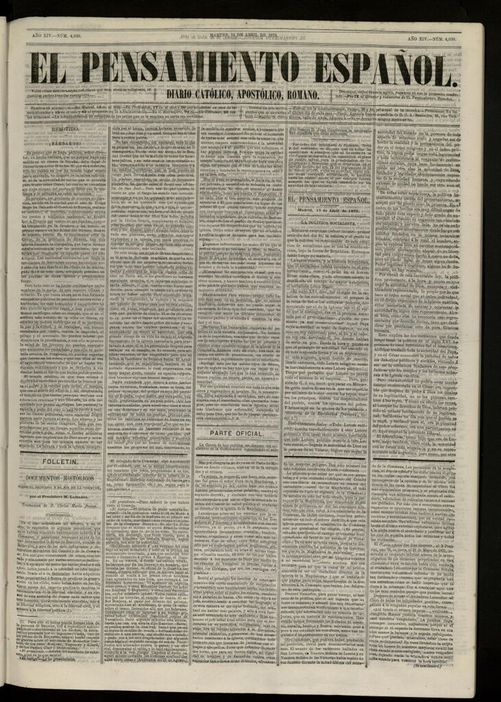 Miniatura de El Pensamiento Español del 15 abril de 1873, nº 4030