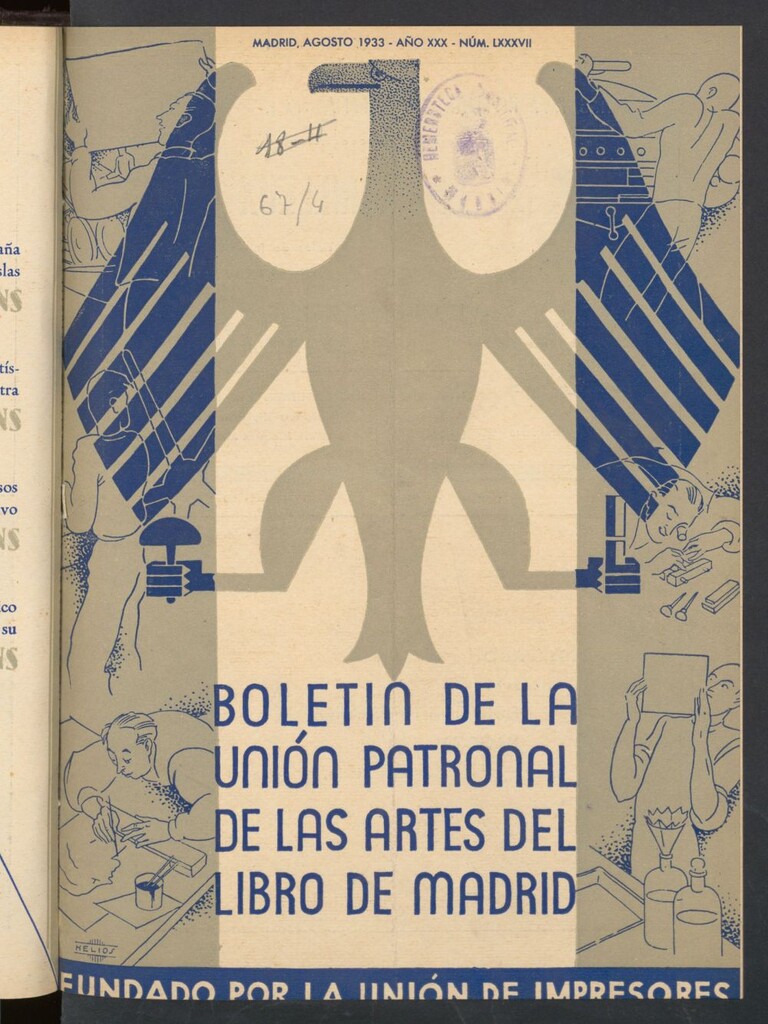 Miniatura de Boletín de la unión patronal de las artes del libro de Madrid de agosto de 1933