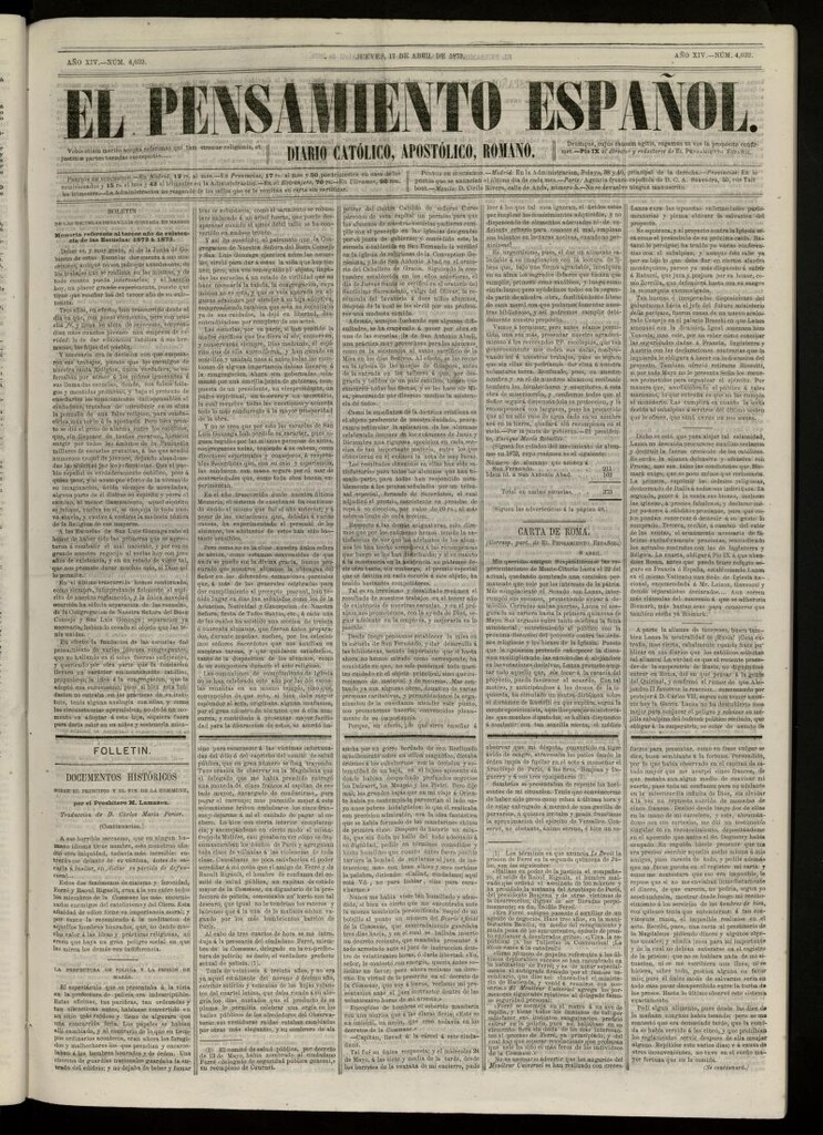 Miniatura de El Pensamiento Español del 17 abril de 1873, nº 4032