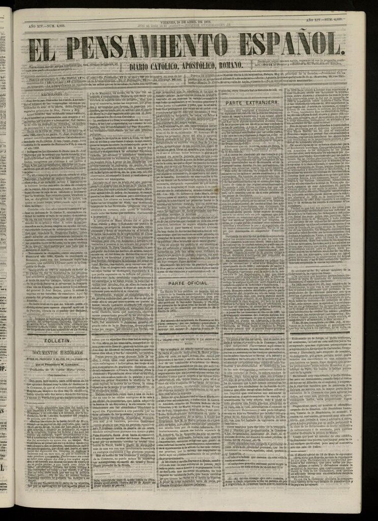 Miniatura de El Pensamiento Español del 18 abril de 1873, nº 4033